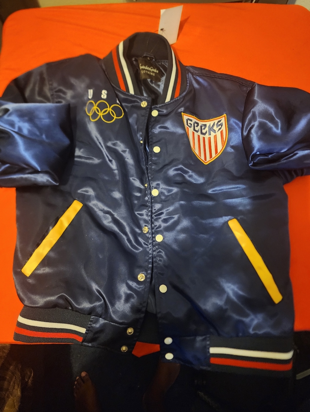 $180 Sneaker Geeks Olympic Nylon Bomber Jacket